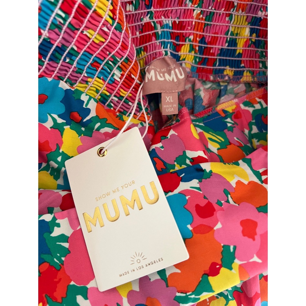 NWT Show Me Your Mumu Floral Mini Dress XL Maximalist Garden Party Bright Boho - Picture 6 of 7